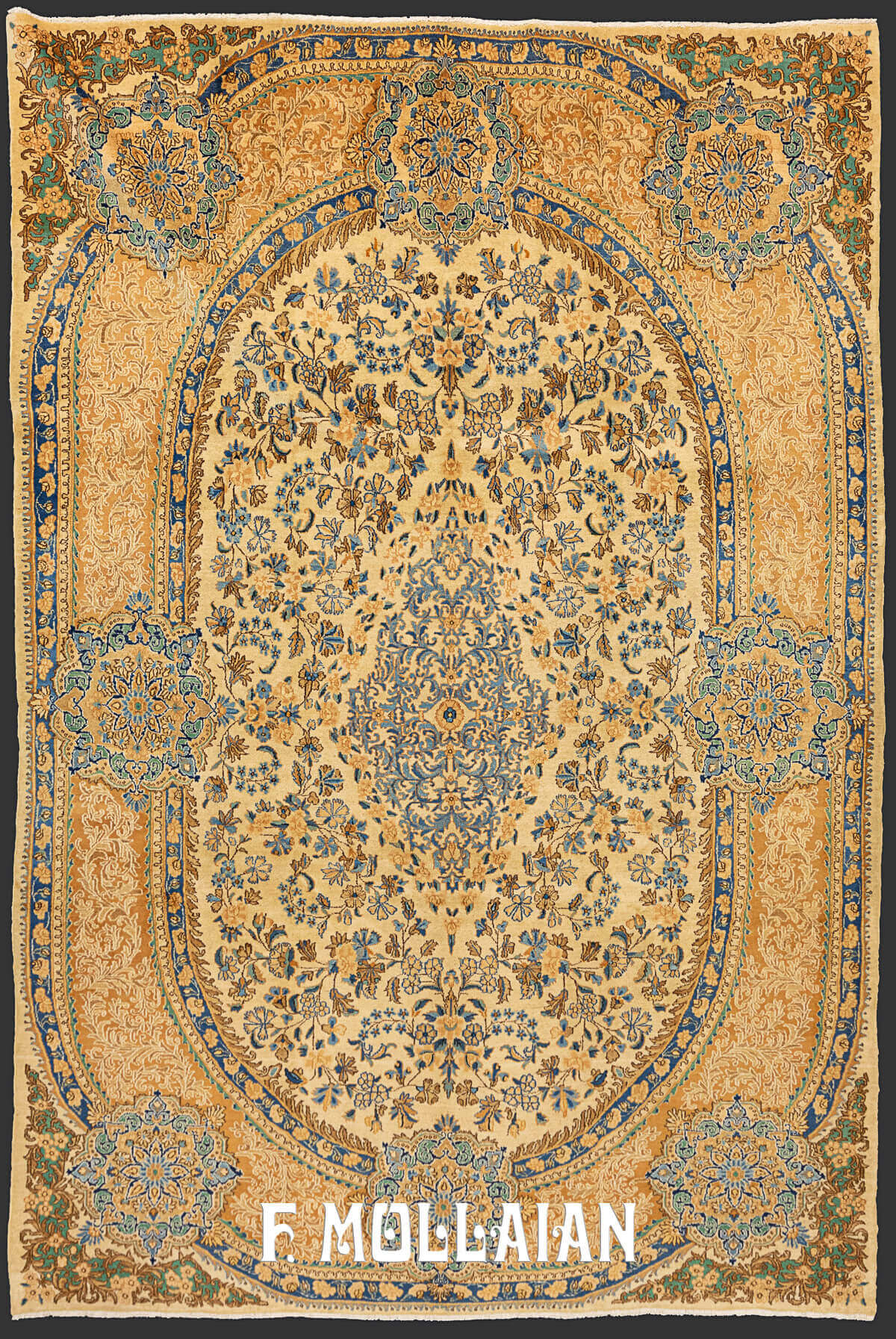 Hand-knotted Antique Kerman Carpet with mix of European-Persian Design n°:87473295